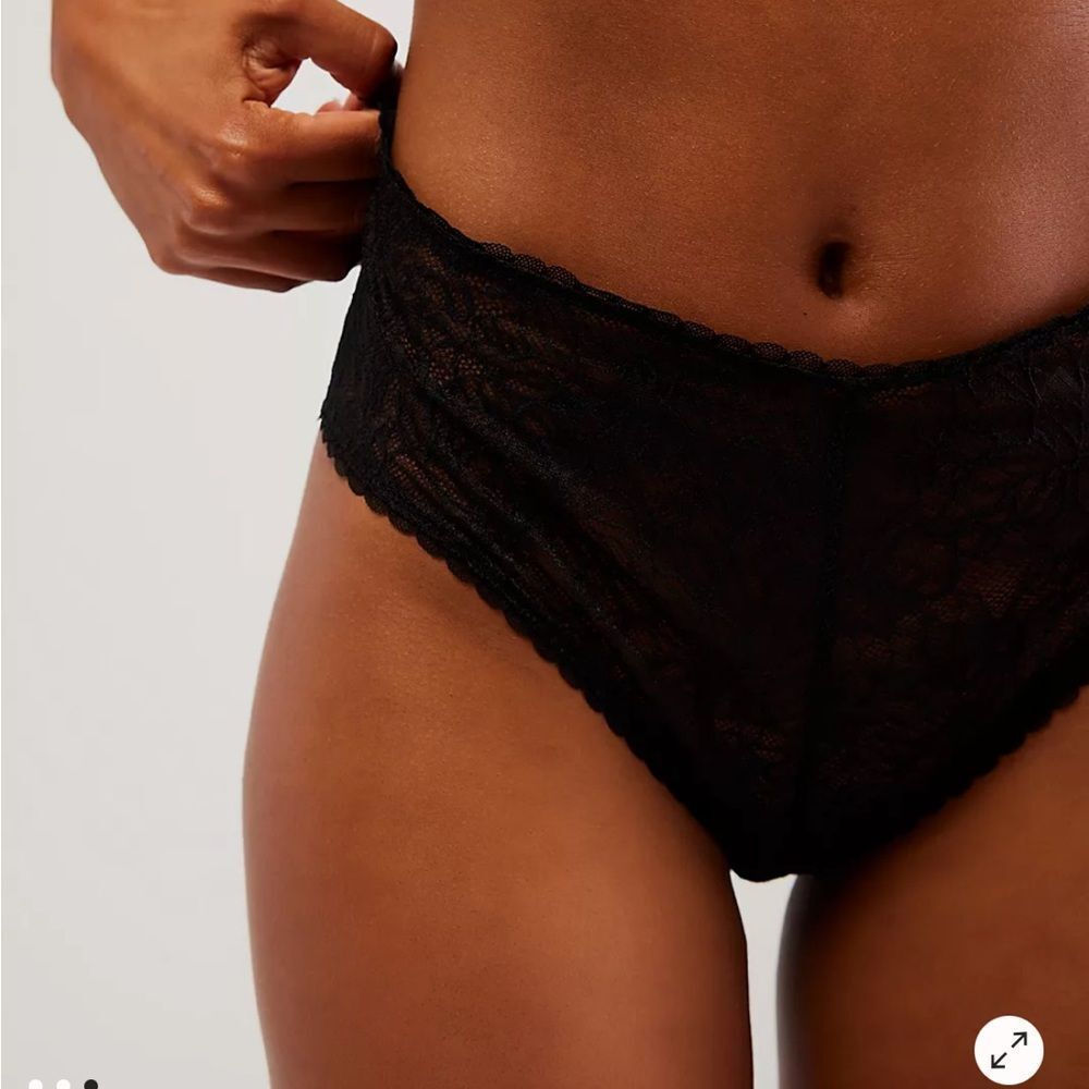 Free People Livia High-Rise Cheeky Undies Elegant Black Lace Panties Sz M - Picture 4 of 5